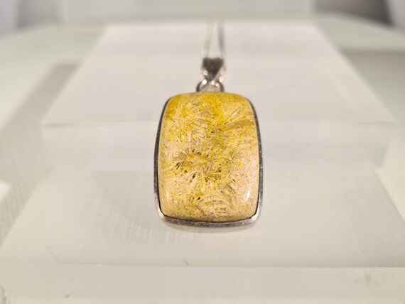 Coral Fossil Agate Pendant: Sterling Silver Neckl… - image 8