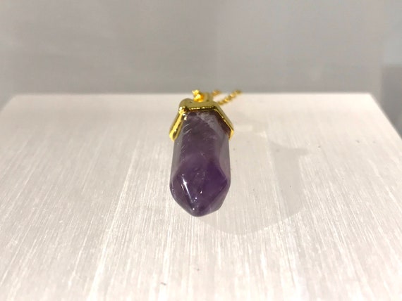 Amethyst Point Pendant Necklace, Double Terminate… - image 6
