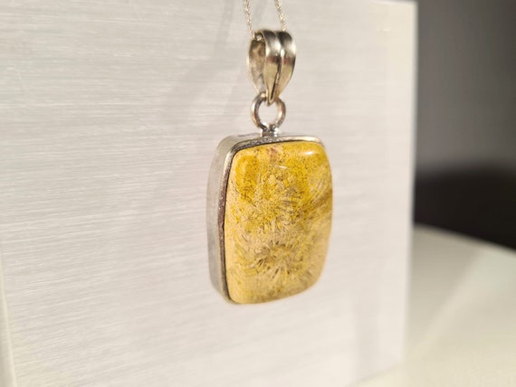 Coral Fossil Agate Pendant: Sterling Silver Neckl… - image 2