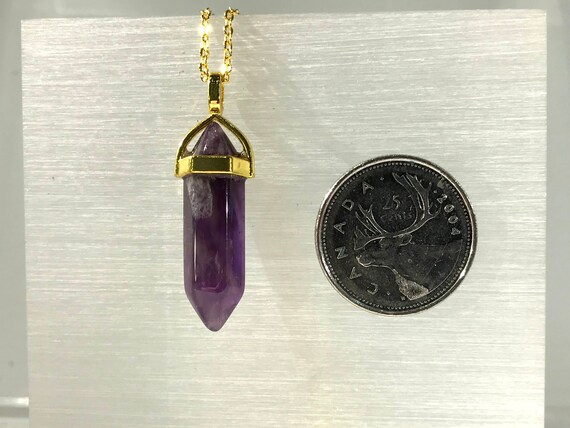 Amethyst Point Pendant Necklace, Double Terminate… - image 4