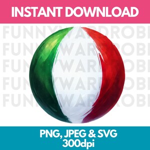 Italy Flag PNG SVG JPG Circle Round Watercolor Effect Digital Clipart Graphic Image Instant Download - Personal/Commercial Use