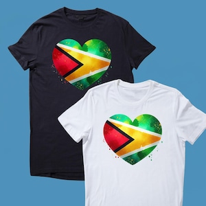 Guyana Flag Heart Print Unisex T-Shirt TShirt Tee Shirt Top