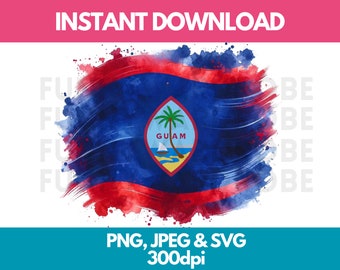 Guam Flag Watercolor Clipart: PNG SVG JPG Graphic (Digital Download)