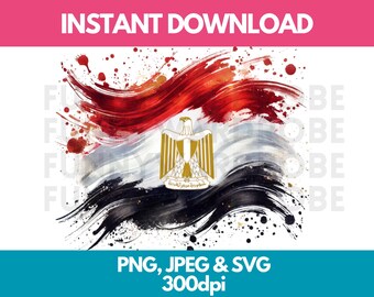 Egypt Flag Watercolor Clipart: PNG SVG JPG Graphic (Digital Download)