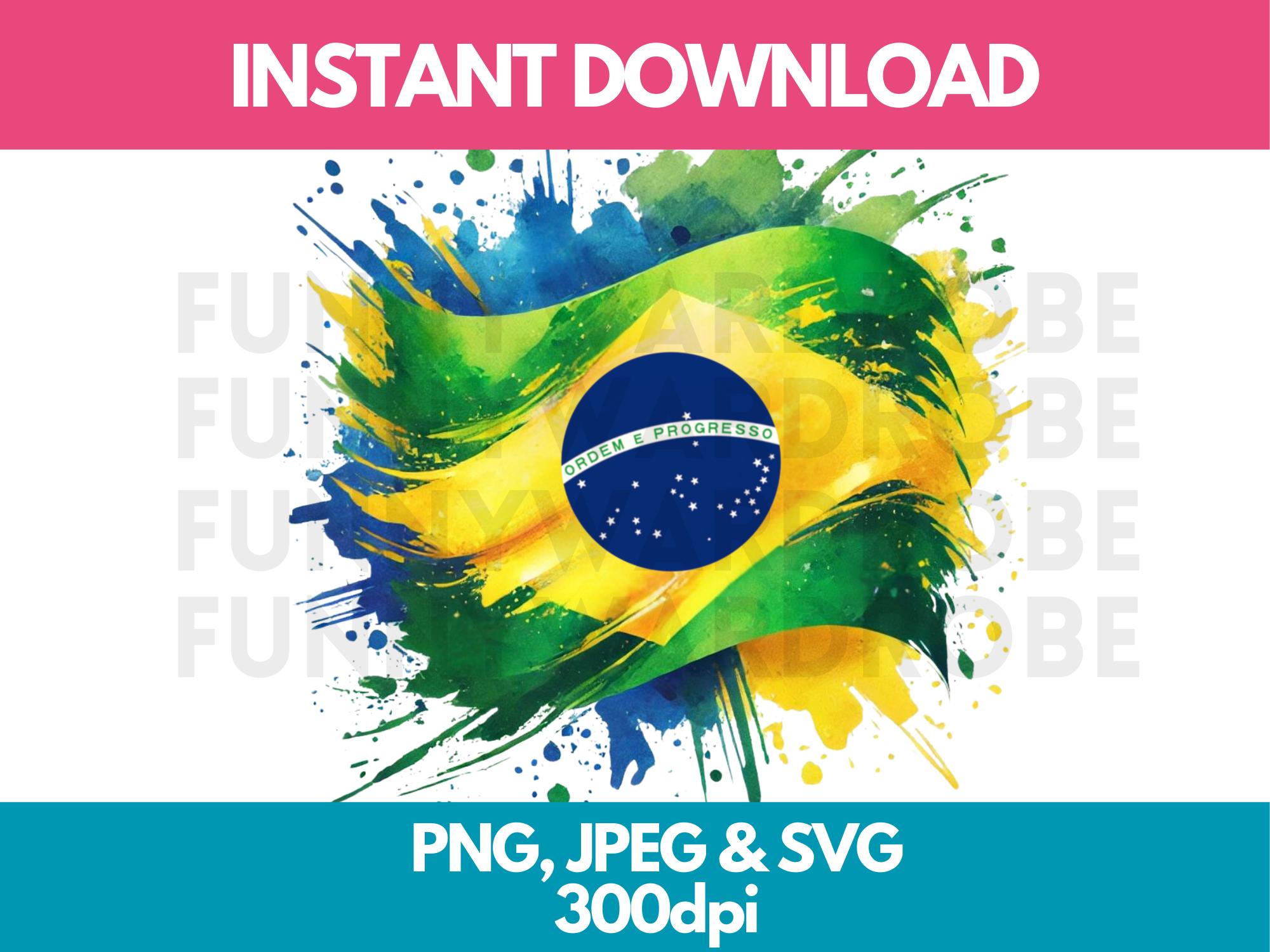 ブラジル国旗の水彩画クリップアート：PNG、SVG、JPG グラフィック