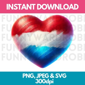 Bandera de los Países Bajos con forma de corazón, efecto acuarela, PNG, SVG, JPG, imágenes prediseñadas digitales, imágenes prediseñadas, descarga instantánea, uso personal y comercial