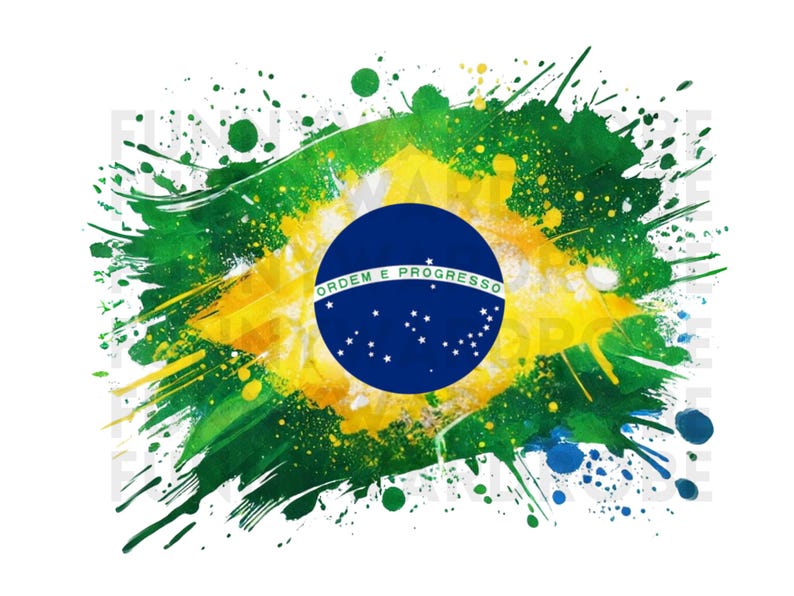 Brazil Flag Watercolor Effect PNG SVG JPG Digital Clipart Clip Art