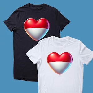 Indonesia Flag Heart Print Unisex T-Shirt TShirt Tee Shirt Top