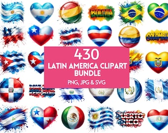 Latin America Flag Clip Art Bundle: 430 Digital Country Flags - PNG SVG JPG