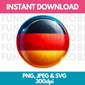 Germany Flag PNG SVG JPG Circle Round Watercolor Effect Digital Clipart Graphic Image Instant Download - Personal/Commercial Use