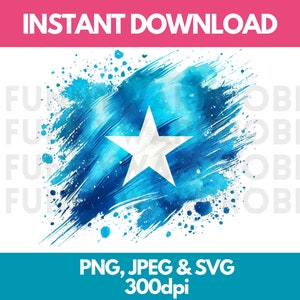 Somalia Flag PNG SVG JPG Watercolor Effect Digital Clipart Clip Art Graphic Image Instant Download - Personal/Commercial Use