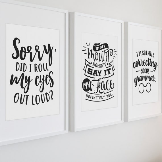 Funny Wall Art Prints Set of 3 Wall Decor Funny Quote | Etsy