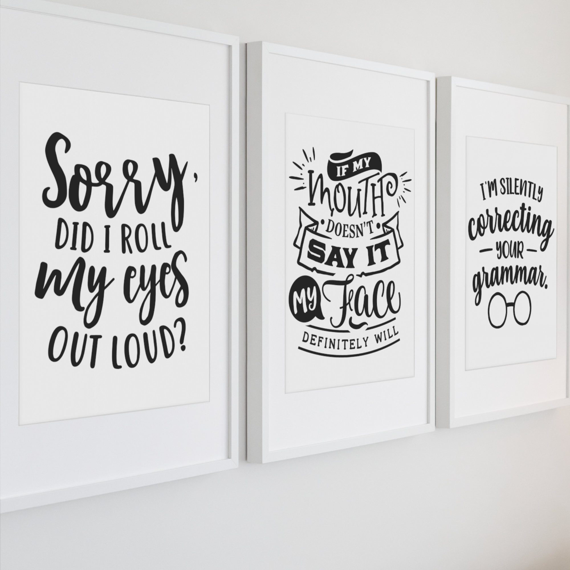 Funny Wall Art Prints Set Of 3 Decoración De Pared Funny Etsy España