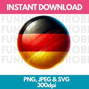 Germany Flag PNG SVG JPG Circle Round Watercolor Effect Digital Clipart Graphic Image Instant Download - Personal/Commercial Use