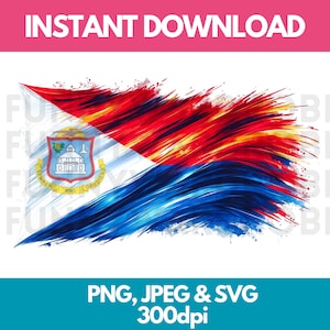 Sint Maarten Flag Watercolor Clipart: PNG SVG JPEG (Digital Download)