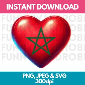 Marokko hartvlag aquarel effect PNG SVG JPG digitale clipart Clip Art grafische afbeelding direct downloaden - persoonlijk/commercieel gebruik