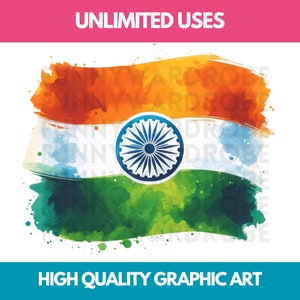 India Flag PNG SVG JPG Watercolor Effect Digital Clipart Clip Art Graphic Image Instant Download - Personal/Commercial Use