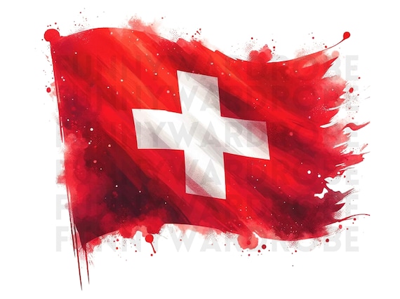 Schweiz Flagge Aquarell Clipart: Schweizer Grafik (digitaler