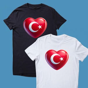 Turkey Flag Heart Print Unisex T-Shirt TShirt Tee Shirt Top