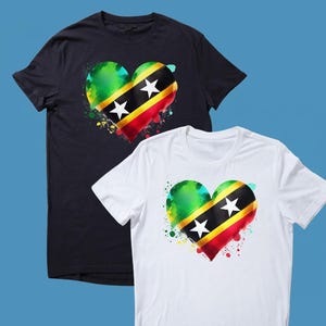 St Kitts Flag Heart Print Unisex T-Shirt TShirt Tee Shirt Top
