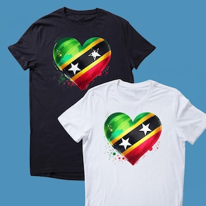 St Kitts Flag Heart Print Unisex T-Shirt TShirt Tee Shirt Top