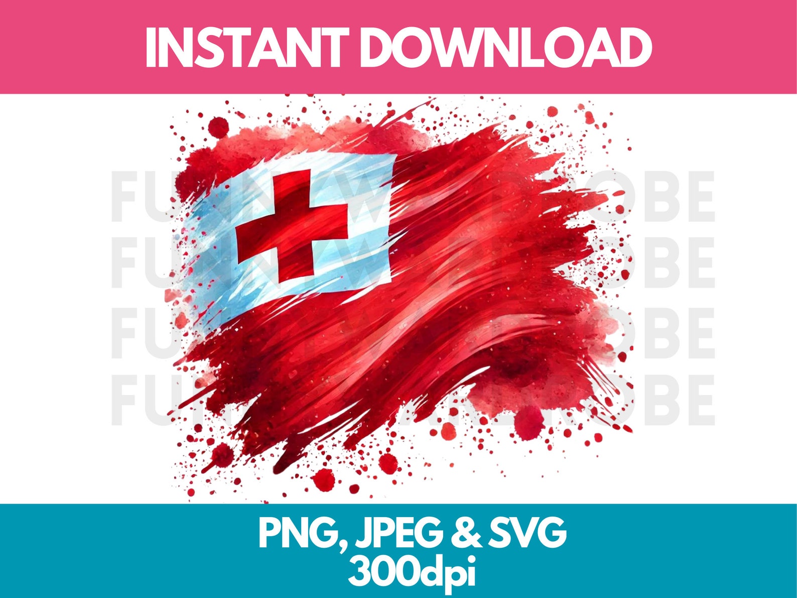 Tonga Flag Watercolor Clipart: PNG SVG JPG Graphic (digital Download ...