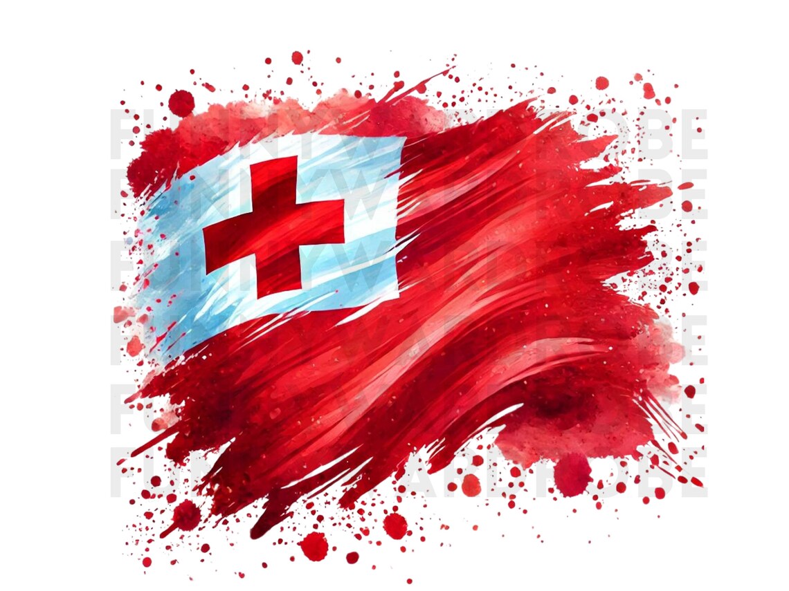 Tonga Flag Watercolor Clipart: PNG SVG JPG Graphic (digital Download ...