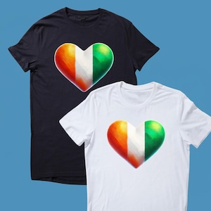 Drapeau de la Côte d'Ivoire imprimé coeur T-shirt unisexe Tshirt T-shirt haut