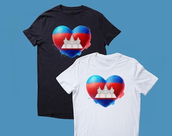 Cambodia Flag Print Unisex T-Shirt TShirt Tee Shirt Top