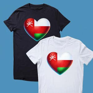 Oman Flag Heart Print Unisex T-Shirt TShirt Tee Shirt Top