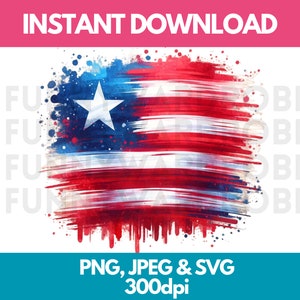 Liberia Flag PNG SVG JPG Watercolor Effect Digital Clipart Clip Art Graphic Image Instant Download - Personal/Commercial Use