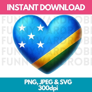 Vlag van de Salomonseilanden PNG SVG JPG hart aquarel effect digitale clipart Clip Art grafische afbeelding direct downloaden - persoonlijk/commercieel gebruik