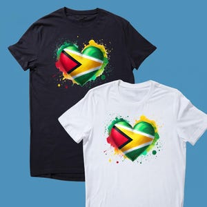 Guyana Flag Heart Print Unisex T-Shirt TShirt Tee Shirt Top