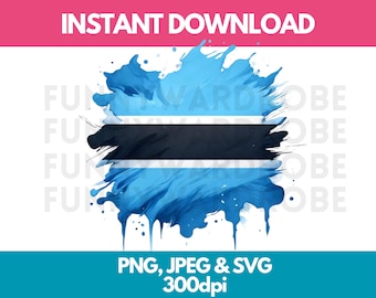 Botswana vlag aquarel clipart: PNG SVG JPG (digitale download)