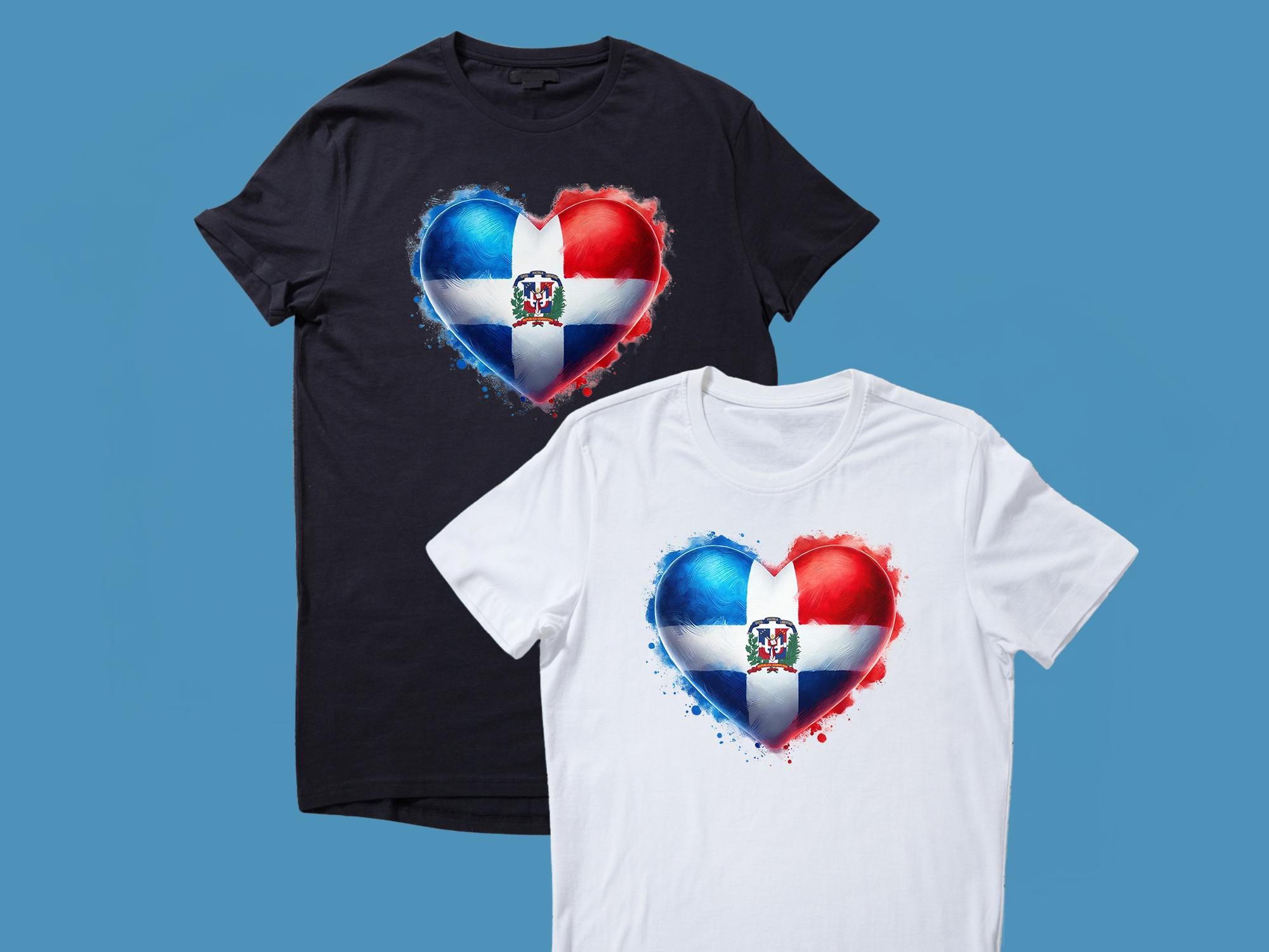 Dominican Republic Flag Heart Print Unisex T-Shirt TShirt Tee Shirt Top