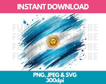 Argentina Flag Watercolor Clipart: PNG SVG JPG Graphic (Digital Download)