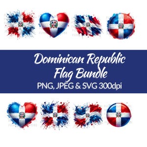 Dominican Republic Flag Bundle Watercolor Effect PNG SVG JPG Digital Clipart Clip Art Image Instant Download - Personal/Commercial Use