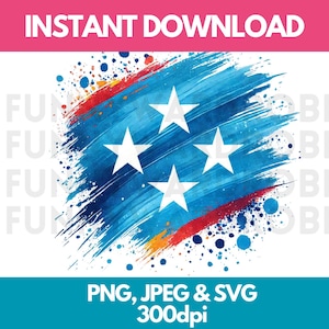 Micronesia Flag PNG SVG JPG Watercolor Effect Digital Clipart Clip Art Graphic Image Instant Download-Personal/Commercial Use