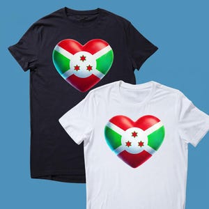 Drapeau du Burundi coeur imprimé T-shirt unisexe Tshirt T-shirt haut