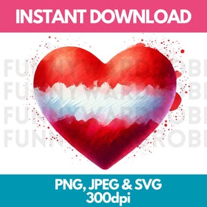 Austria Flag PNG SVG JPG Heart Watercolor Effect Digital Clipart Clip Art Graphic Image Instant Download - Personal/Commercial Use