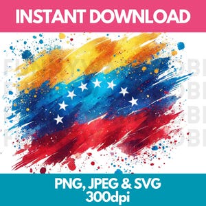 Vlag van Venezuela aquarel effect PNG SVG JPG digitale clipart Clip Art grafische afbeelding direct downloaden - persoonlijk/commercieel gebruik