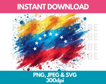 Bandera de Venezuela en acuarela (imágenes prediseñadas, PNG, SVG, JPG, descarga digital)