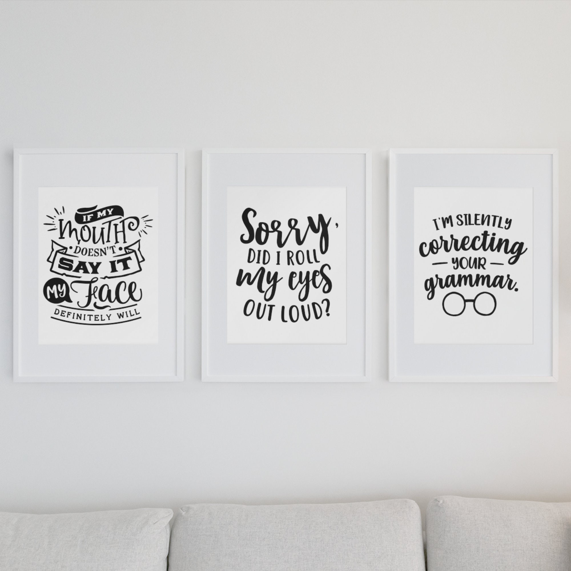 Funny Wall Art Prints Set of 3 / Decoración de pared / Funny Etsy España