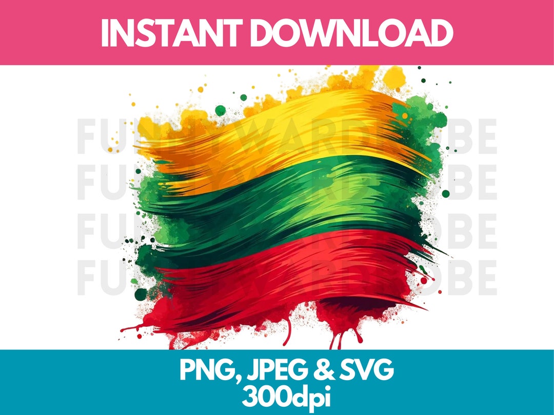 Lithuania Svg Lithuania Flag PNG SVG JPG Watercolor Effect Digital Clipart Clip Art ...