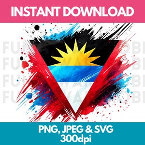 アンティグア・バーブーダ国旗 PNG SVG JPG 水彩効果デジタルクリップアート クリップアート グラフィック画像 即時ダウンロード - 個人/商業利用
