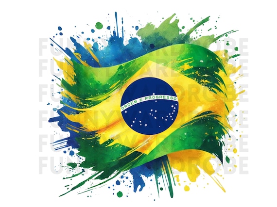ブラジル国旗の水彩画クリップアート：PNG、SVG、JPG グラフィック