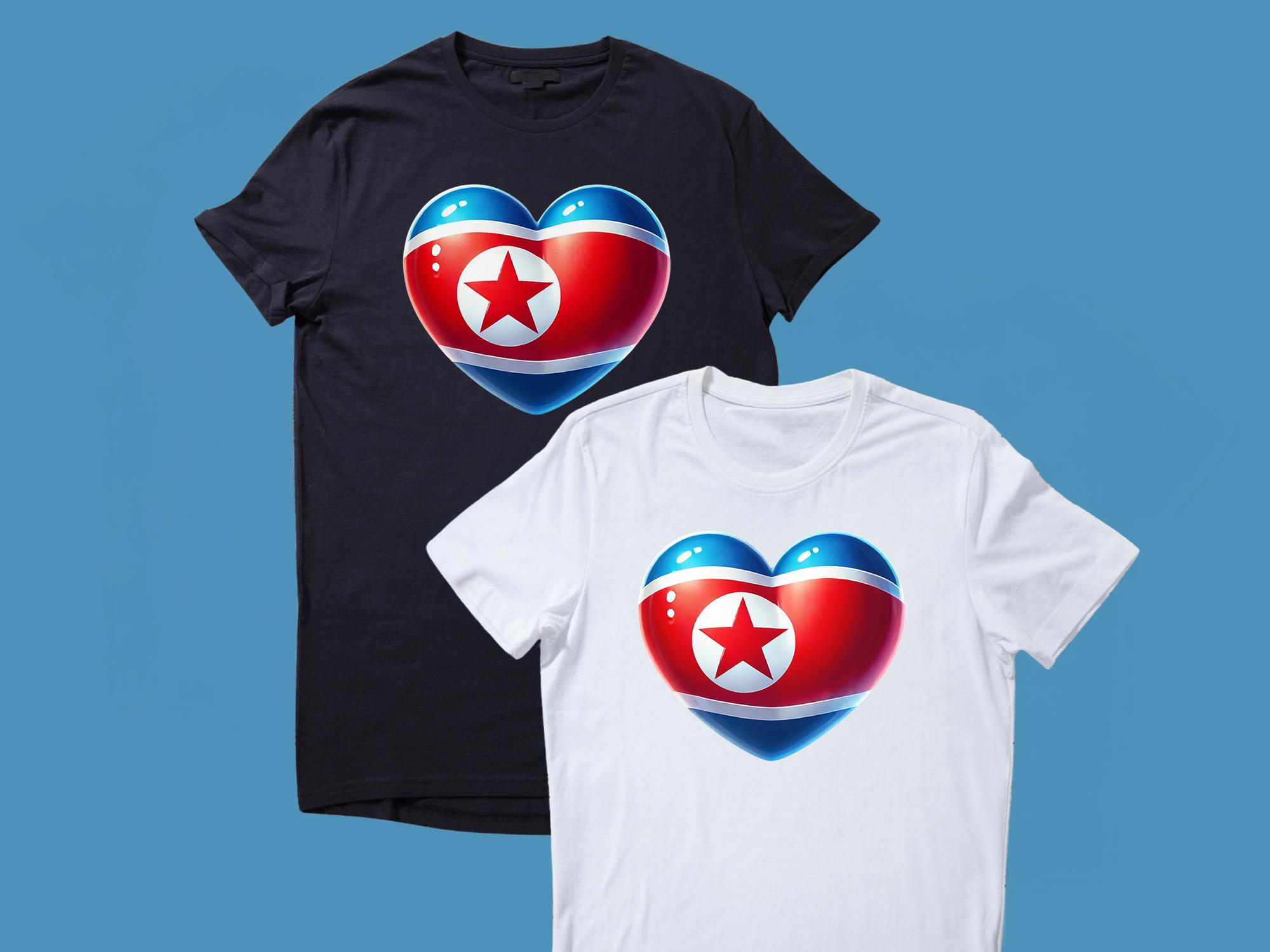 北朝鮮国旗ハートプリントユニセックスTシャツTシャツTシャツトップス