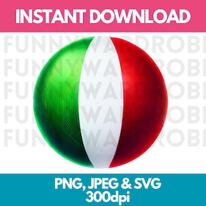 Italy Flag PNG SVG JPG Circle Round Watercolor Effect Digital Clipart Graphic Image Instant Download - Personal/Commercial Use