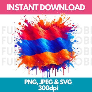 Armenia Flag PNG SVG JPG Watercolor Effect Digital Clipart Clip Art Graphic Image Instant Download - Personal/Commercial Use
