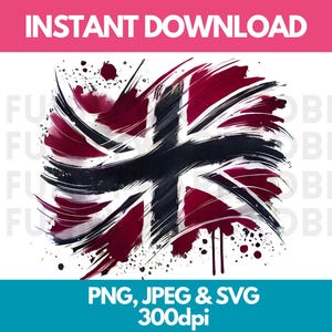 Bandera Union Jack morada Efecto acuarela PNG SVG JPG Clipart digital Clip Art Imagen gráfica Descarga instantánea - Uso personal/comercial